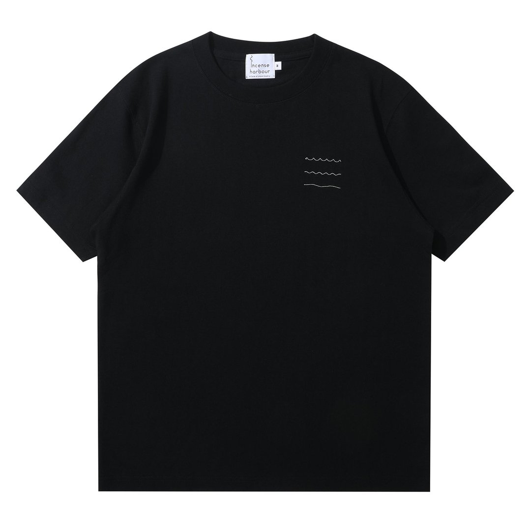 Incense Harbour 美国纯棉 海浪图案 无缝黑T-shirt T恤 - 中性连帽卫衣/T 恤 - 棉 白色
