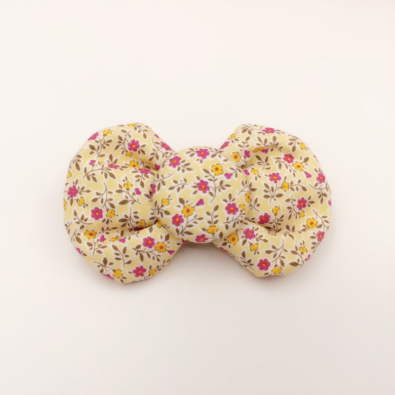 浪漫碎花 棉布啾啾。蝴蝶结发束 - 发饰 - 其他材质 黄色