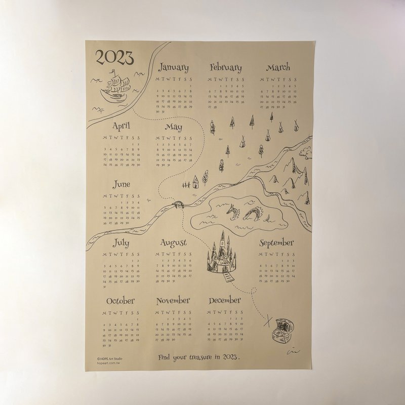 【2023年历】寻找属于你2023年的宝藏-海报 - 年历/台历 - 纸 卡其色