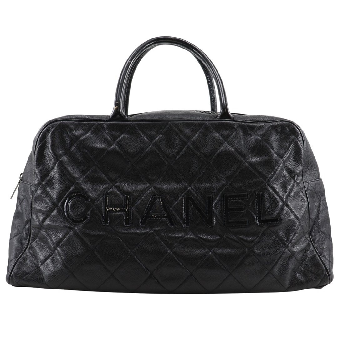 【日本直送】香奈儿 CHANEL 经典菱格纹波士顿包 品牌标志 鱼子酱皮革 x 漆皮 黑 女仕【二手】 - 手提包/手提袋 - 真皮 黑色