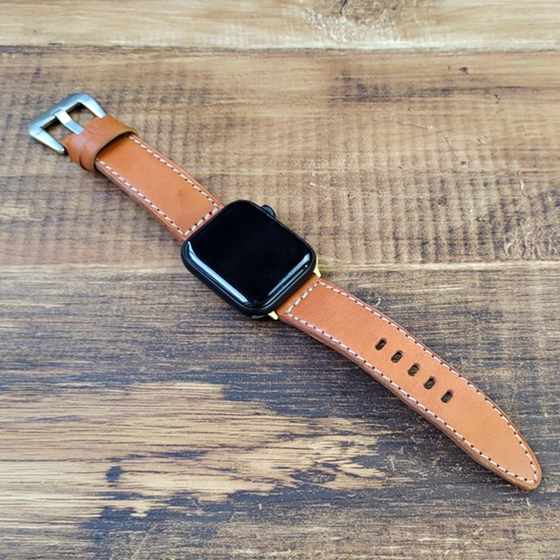 皮革表带 | 手工皮件 | 定制化礼物 |植鞣革-apple watch皮革表带 - 表带 - 真皮 咖啡色