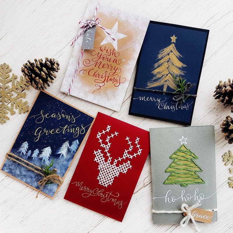 Hand made Christmas Card SET（5pcs） - 卡片/明信片 - 纸 多色