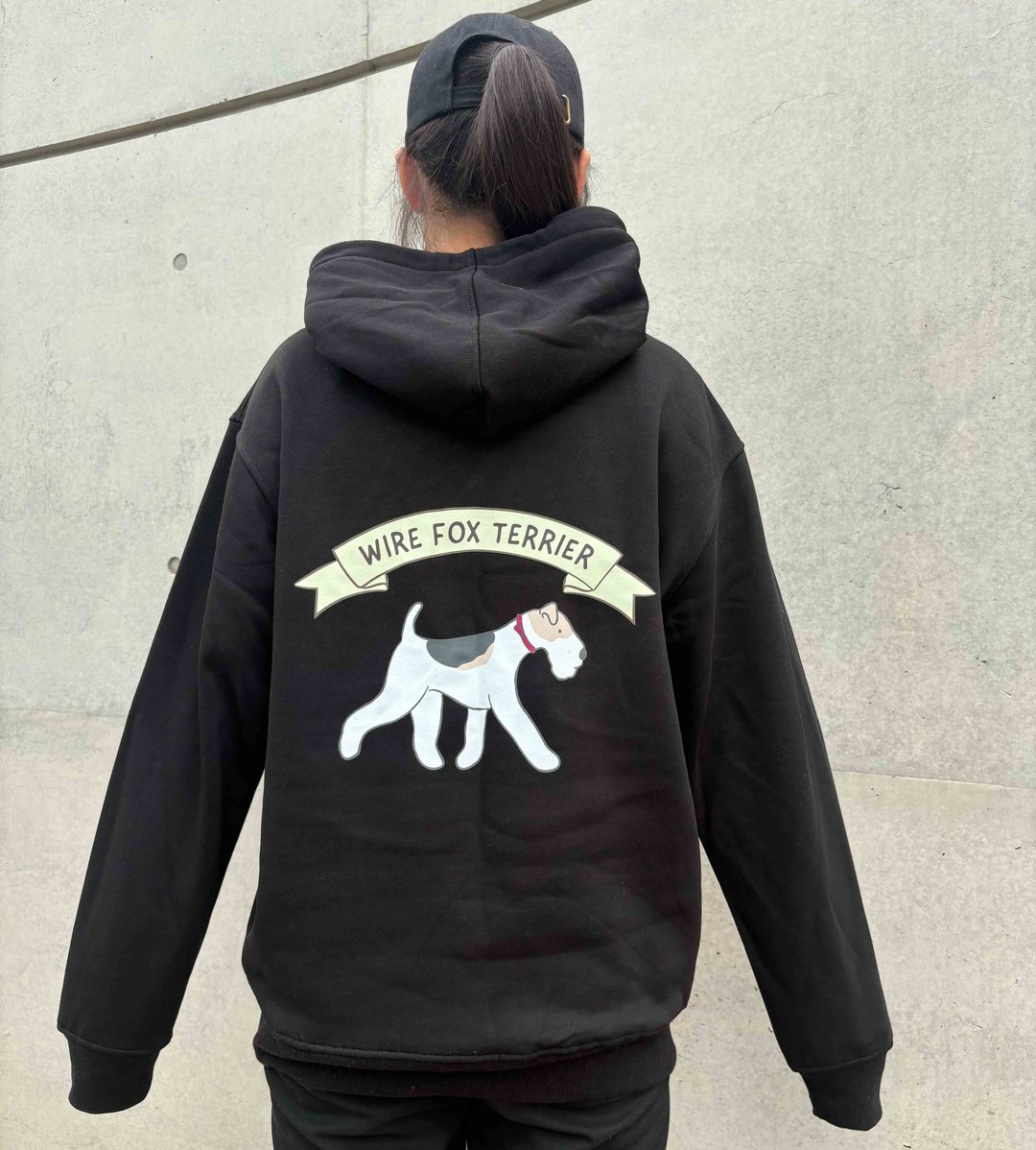 Wirefoxterrier 刚毛猎狐梗 冬季加绒帽衣 黑 XXL - 中性连帽卫衣/T 恤 - 棉 黑色