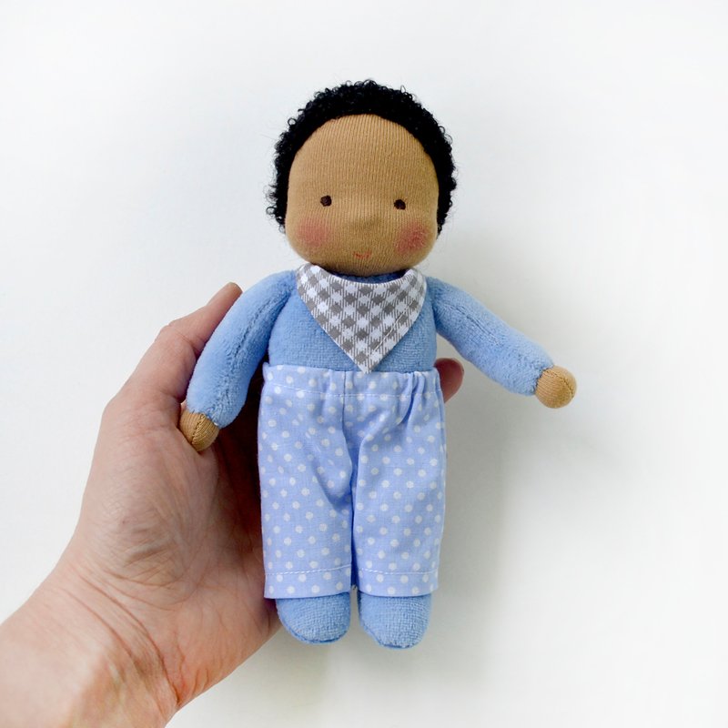Waldorf doll pocket doll 7 inch (18 cm) tall. - 玩具/玩偶 - 环保材料 蓝色