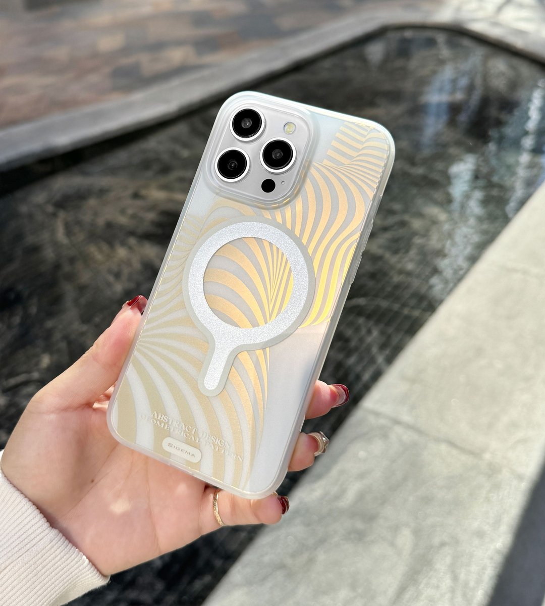 【磁吸板】冰雪白磨砂鏡面金 iPhone 15 Pro/15 ProMax手機殼 - 手机壳/手机套 - 塑料 