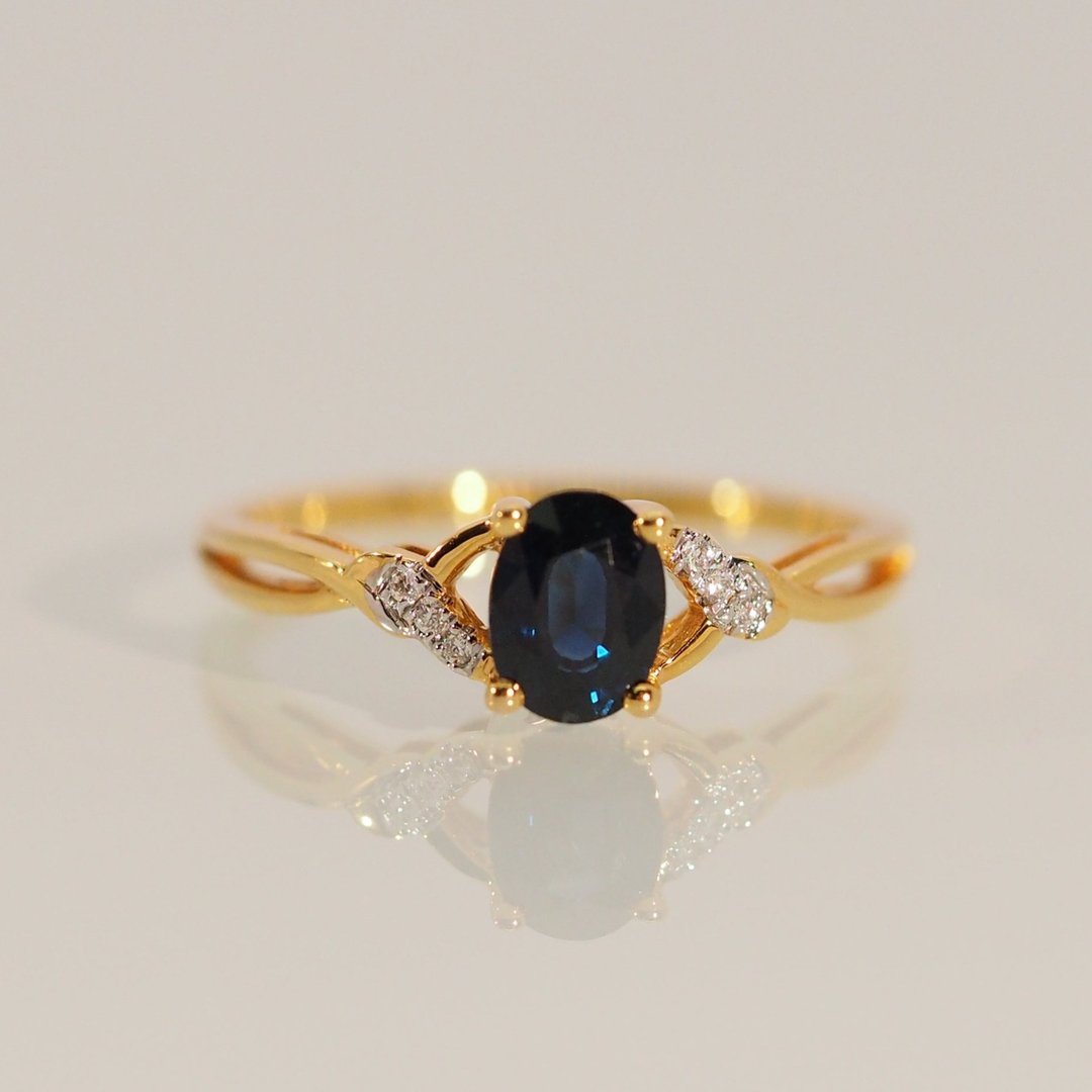 18K金斯里兰卡蓝宝石钻石潮汐戒指Sri Lanka Blue Sapphire Ring - 戒指 - 贵金属 
