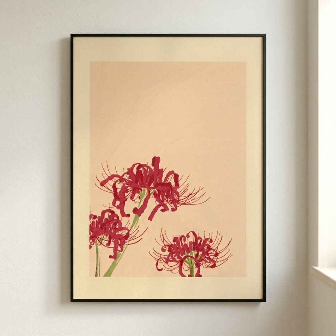 【独家授权 / 极简花卉挂画】张梓钧 | 彼岸花 - 海报/装饰画/版画 - 纸 粉红色