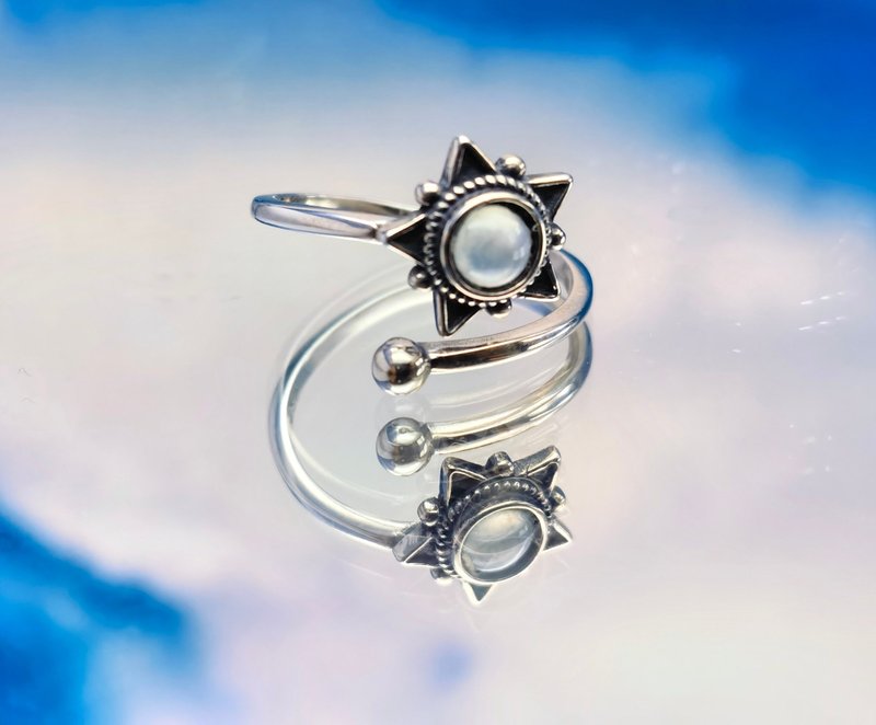 纯银系列 - 白冰翡翠蛋面纯银戒指 - 戒指 - 宝石 