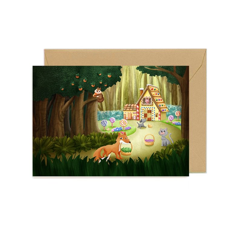 森林里的糖果屋 / 单面卡片 / 莱尼纸220磅 / 附信封 - 卡片/明信片 - 纸 