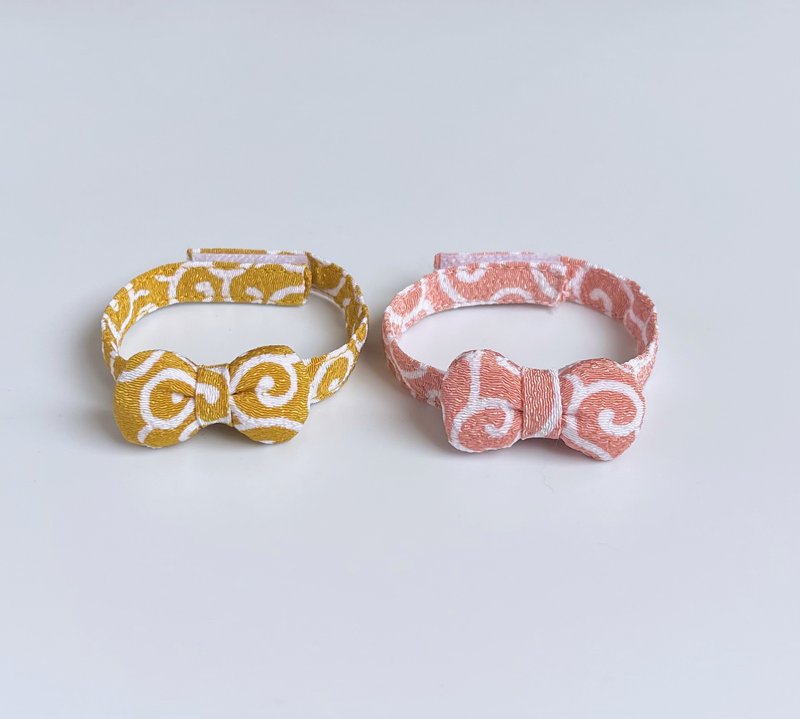 带有蔓藤花纹的小猫圆形丝带项圈 - 项圈/牵绳 - 其他材质 多色