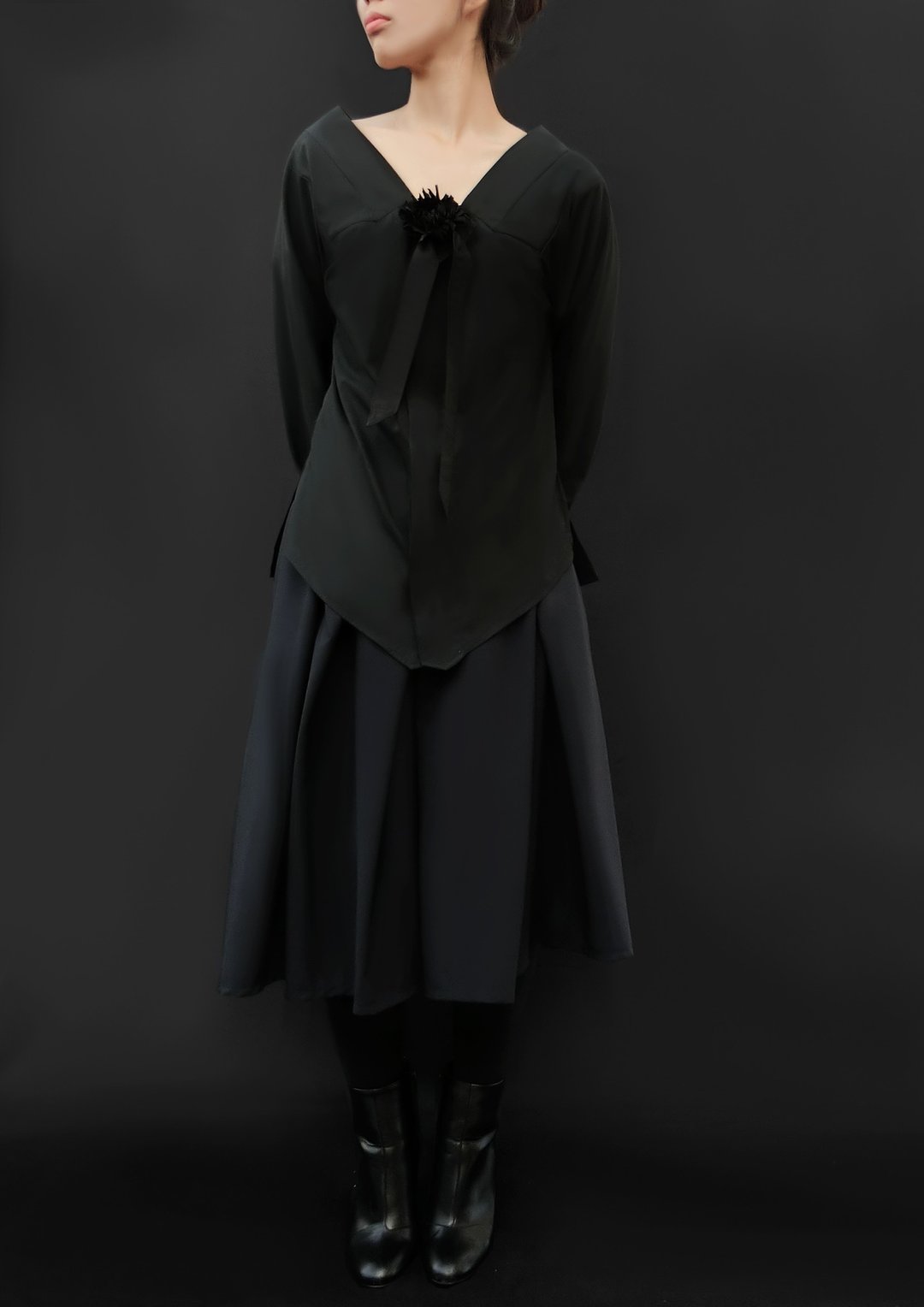 Complex Pleats Skirt / 100% Virgin Wool /  Made in Japan - 裙子 - 羊毛 黑色