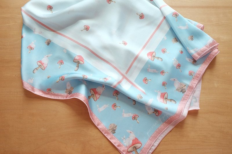 SCARF : Rabbit in the Space - 丝巾 - 聚酯纤维 蓝色