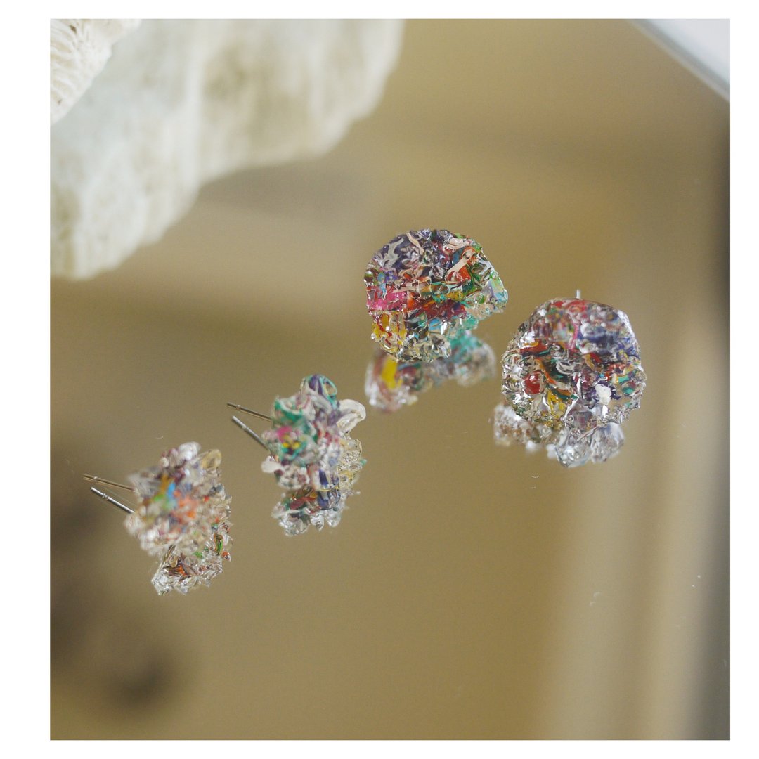 彩虹冰花 | 树脂耳饰 | 穿式 | pierced - 耳环/耳夹 - 其他材质 多色