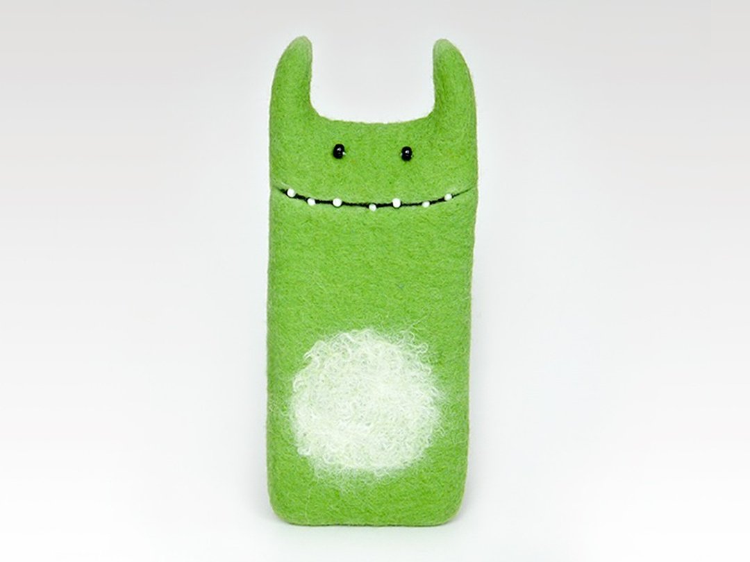 iPhone 7 case, green, Monster case, felted phone case, iPhone felt sleeve - 手机壳/手机套 - 羊毛 绿色
