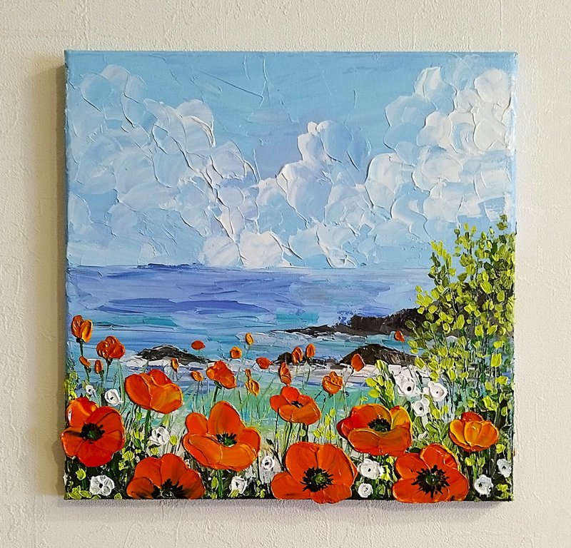加州罂粟花风景画纹理艺术墙面装饰 - 墙贴/壁贴 - 压克力 多色