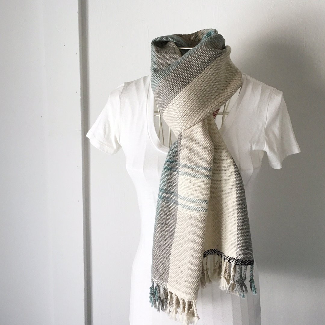 Hand-woven stole "Emerald greenMix 2" - 丝巾 - 羊毛 绿色