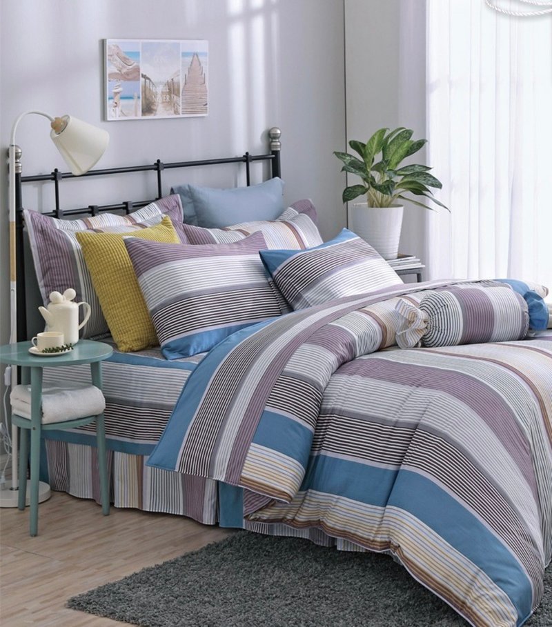 【R866 希腊闲情】100% 40支精梳棉 两用被 - 寝具 - 棉．麻 蓝色