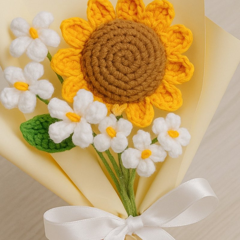 银河温室•光年暖阳 向日葵花束 手工鈎织/教师节礼物/送礼花束 - 干燥花/捧花 - 棉．麻 黄色