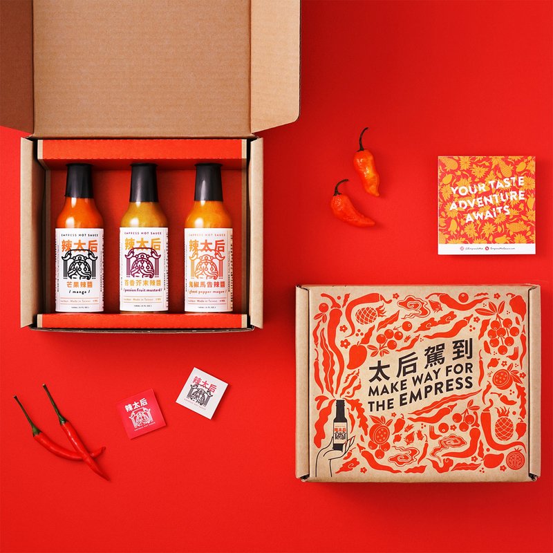 【端午送礼】无油低卡沾酱 - 辣太后火辣三瓶辣酱组 - 酱料/调味料 - 玻璃 多色