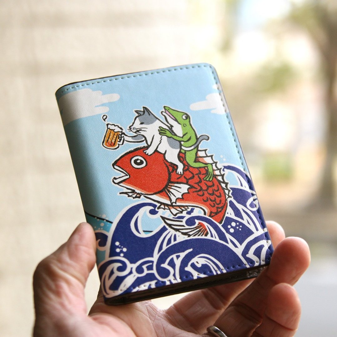 Business cards/card cases Happy to ride a sea bream - 名片夹/名片盒 - 其他材质 蓝色