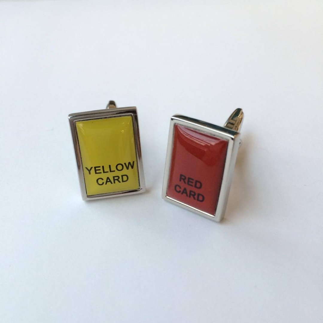 红黄牌袖扣 Yellow Card Red Card Cufflink - 袖扣 - 其他金属 