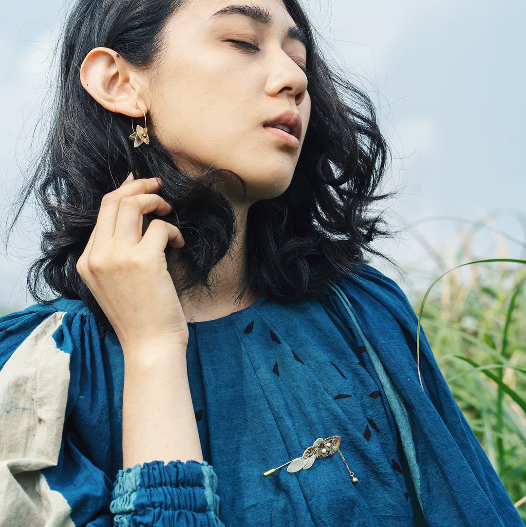 MU 云 wind 系列  黄铜x纯银_别针/耳环/戒指 - 耳环/耳夹 - 铜/黄铜 金色