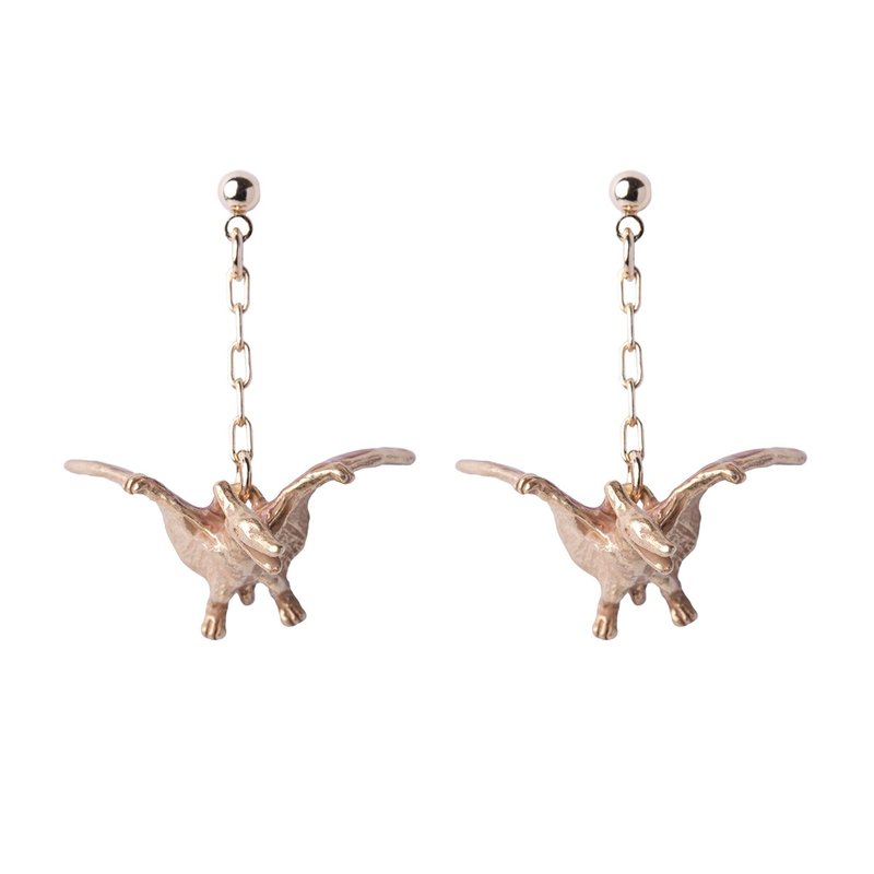 无齿翼龙耳环 Pteranodon PA601 - 耳环/耳夹 - 其他金属 白色