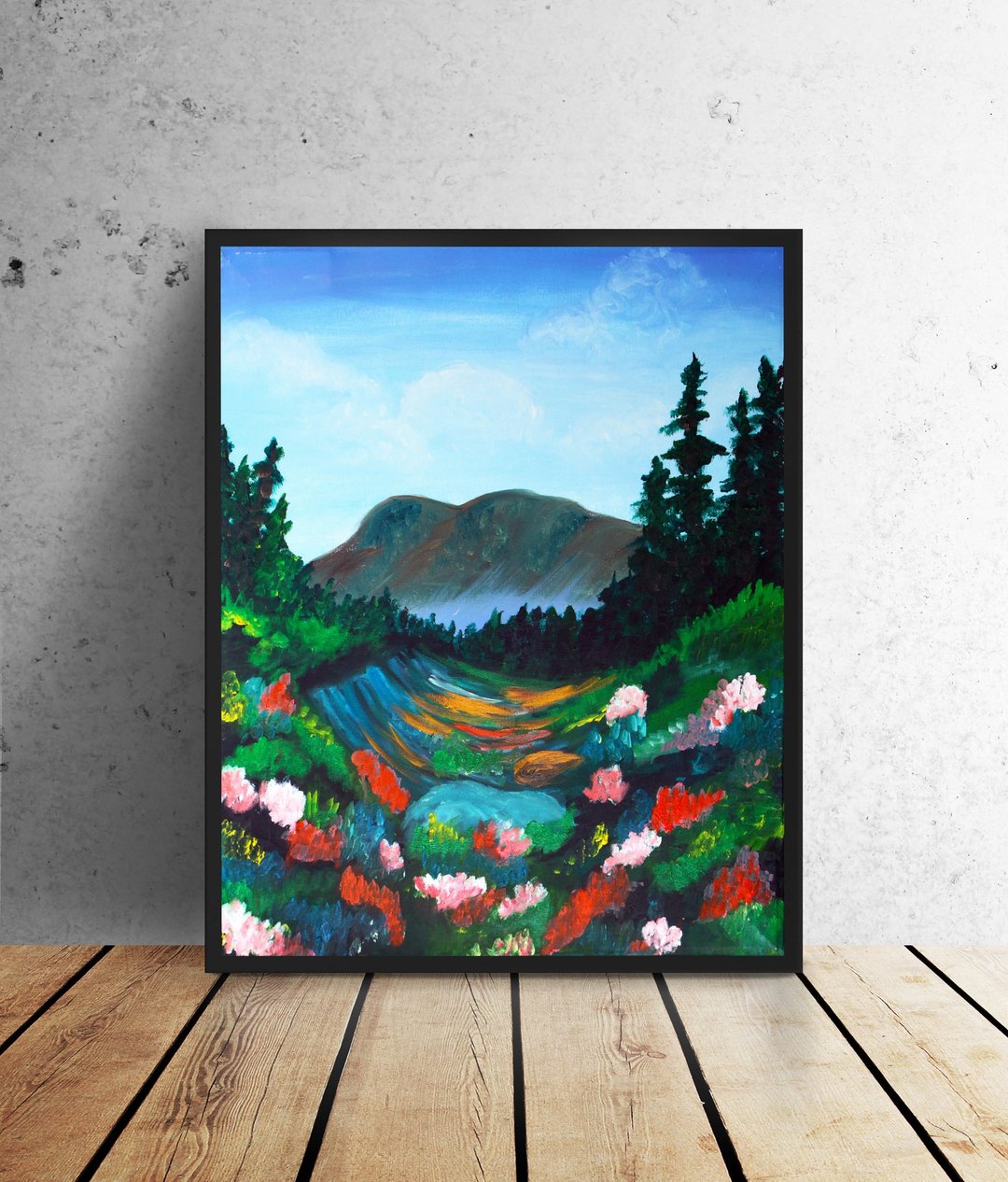 花厚涂画山谷 - 墙贴/壁贴 - 棉 多色