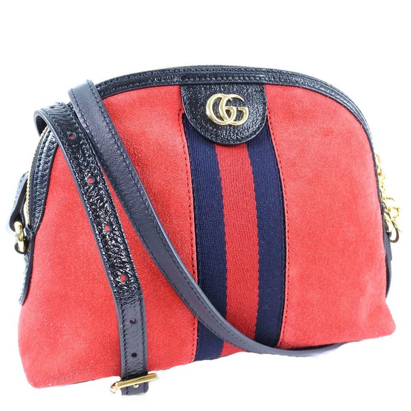 【日本直送】【GUCCI】古驰 Ophidia 499621 麂皮 x 皮革  સરેરાશ 男女适用 肩背包【二手】A级 - 侧背包/斜挎包 - 真皮 红色