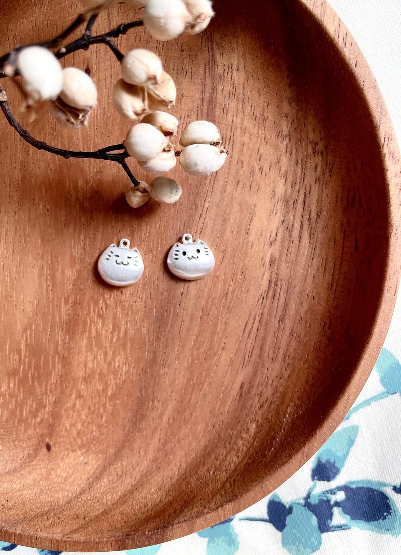 纯银**半立体小版系列=喵喵 /16~18寸纯银链**纯手作 - 项链 - 纯银 银色