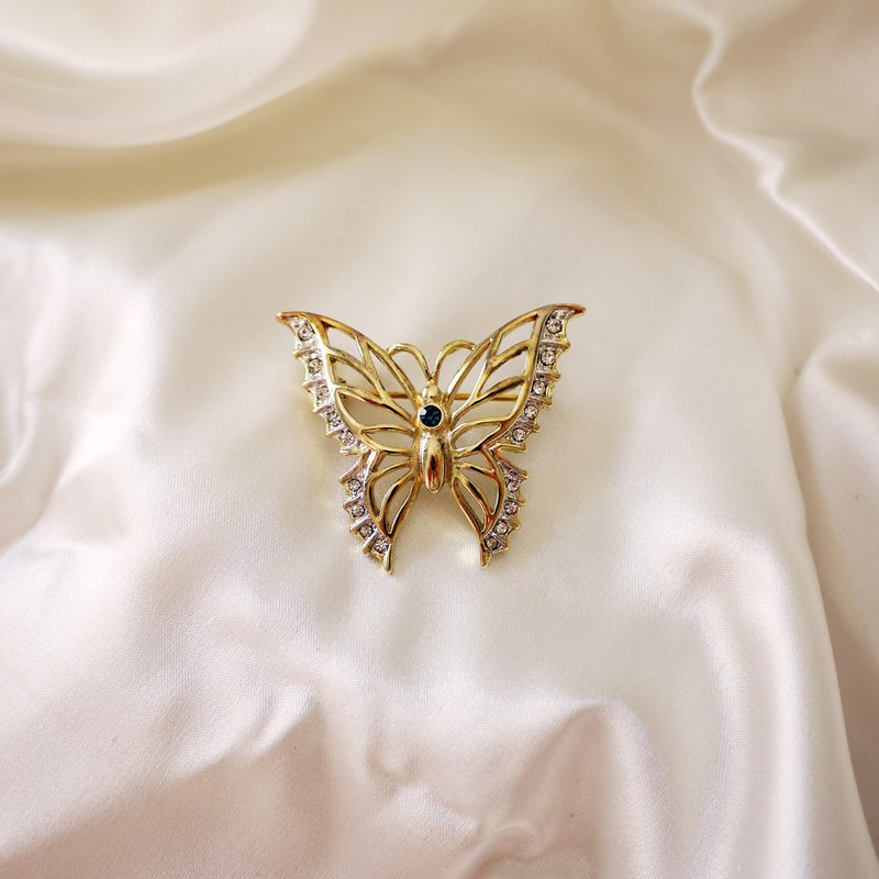 简约蝴蝶古董胸针 - 胸针 - 宝石 蓝色