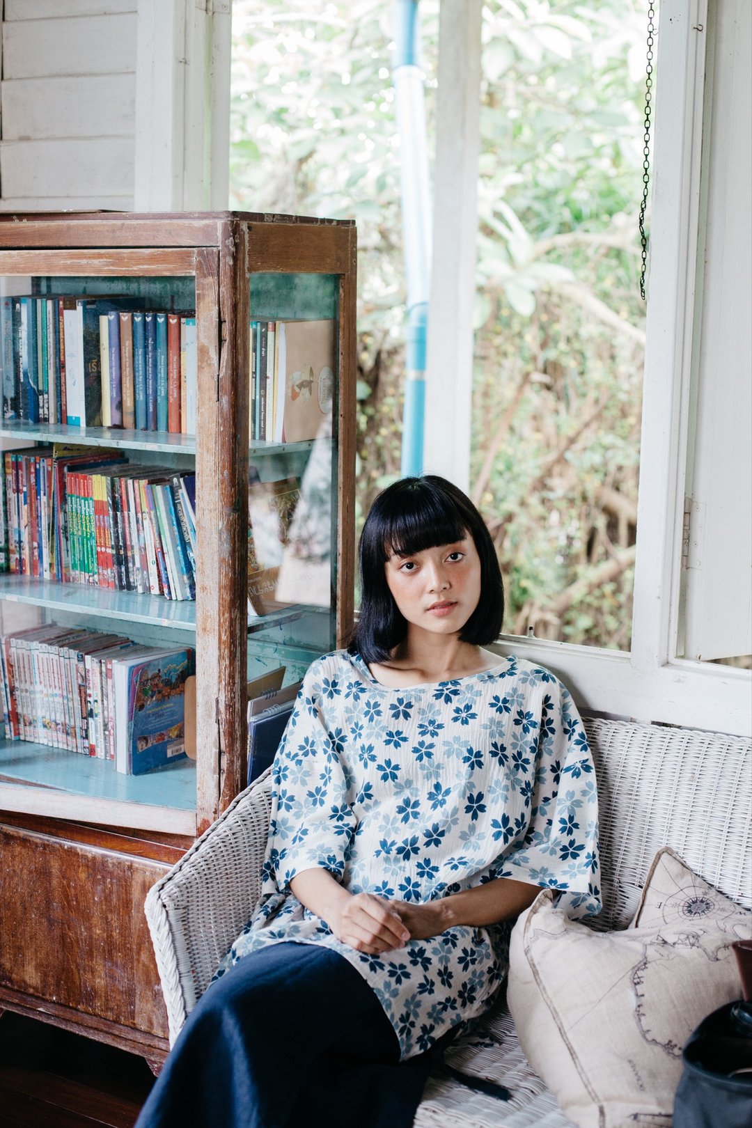 Mulmul sakura oversized T-shirt - 中性连帽卫衣/T 恤 - 棉 蓝色