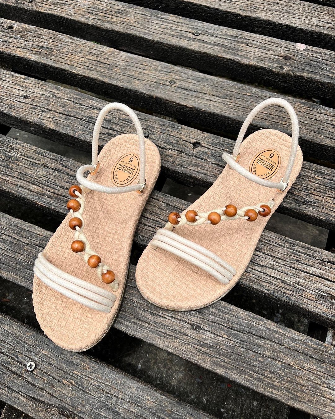 boho sandals white macrame shoes para rubber sole summer sandal bohemian style - 男女凉鞋 - 乳胶 白色