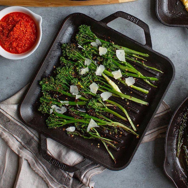 美国LODGE 主厨系列 美国制双耳方形铸铁横纹煎烤盘-28cm LC11SGP - 厨房用具 - 其他金属 黑色