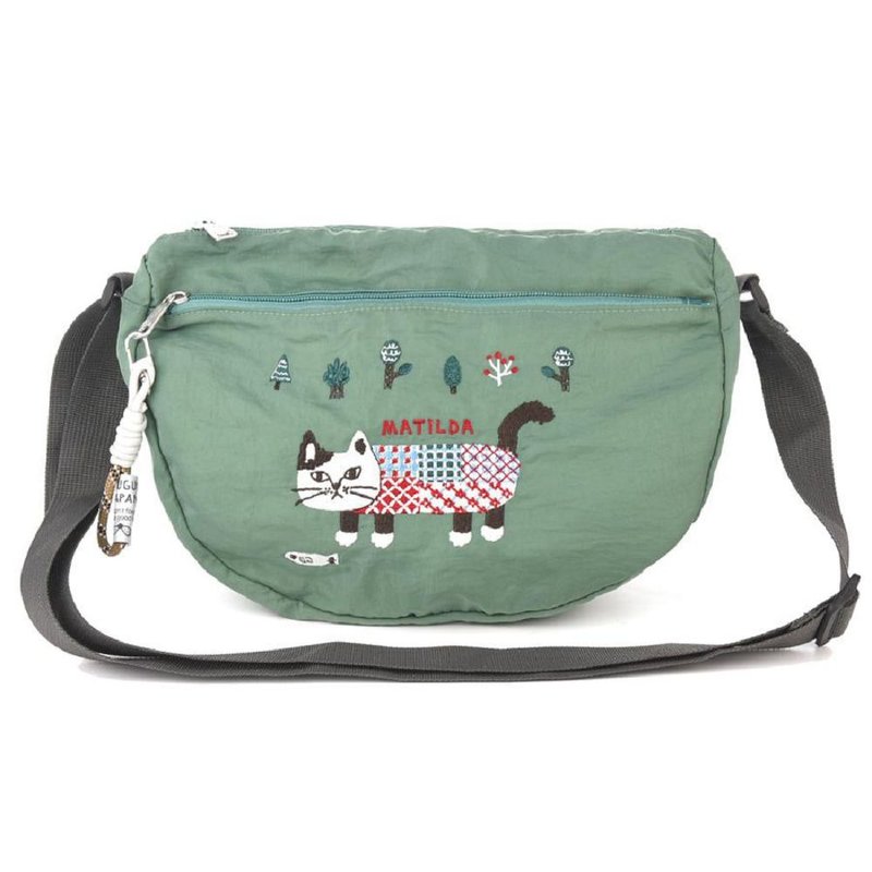 Kusuguru Japan 半月包 轻量防泼水斜背单肩包 Matilda款 -绿色 - 侧背包/斜挎包 - 聚酯纤维 绿色