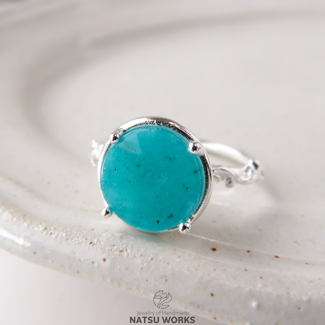亚马逊石英戒指 / Amazonite in Quartz Ring 1 - 戒指 - 宝石 蓝色