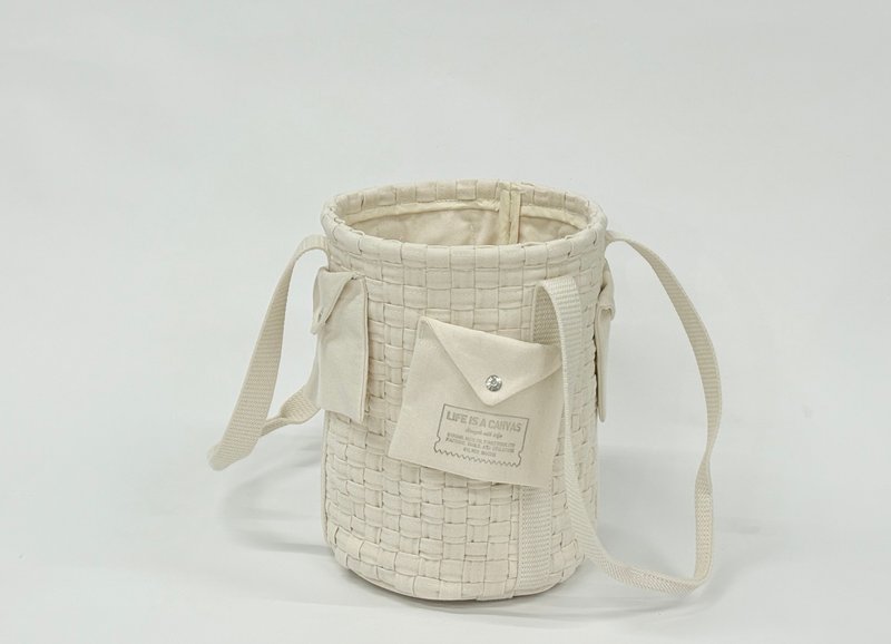 WEAVE II 职人手工帆布编织水桶包 军风工具袋系列 第二代 - 手提包/手提袋 - 棉．麻 白色