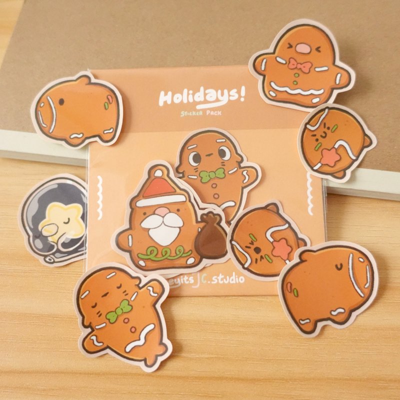 【手帐贴纸】一组16款 圣诞节姜饼贴纸 | 装饰贴纸 - 贴纸 - 纸 咖啡色