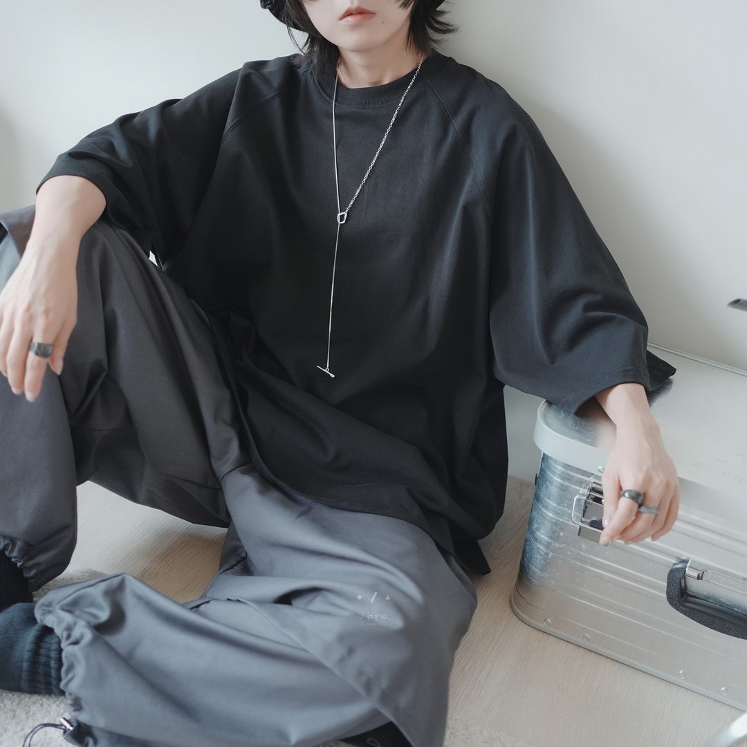 卢森堡公园散步斜肩上衣 - 4 色 - 女装 T 恤 - 棉 蓝色