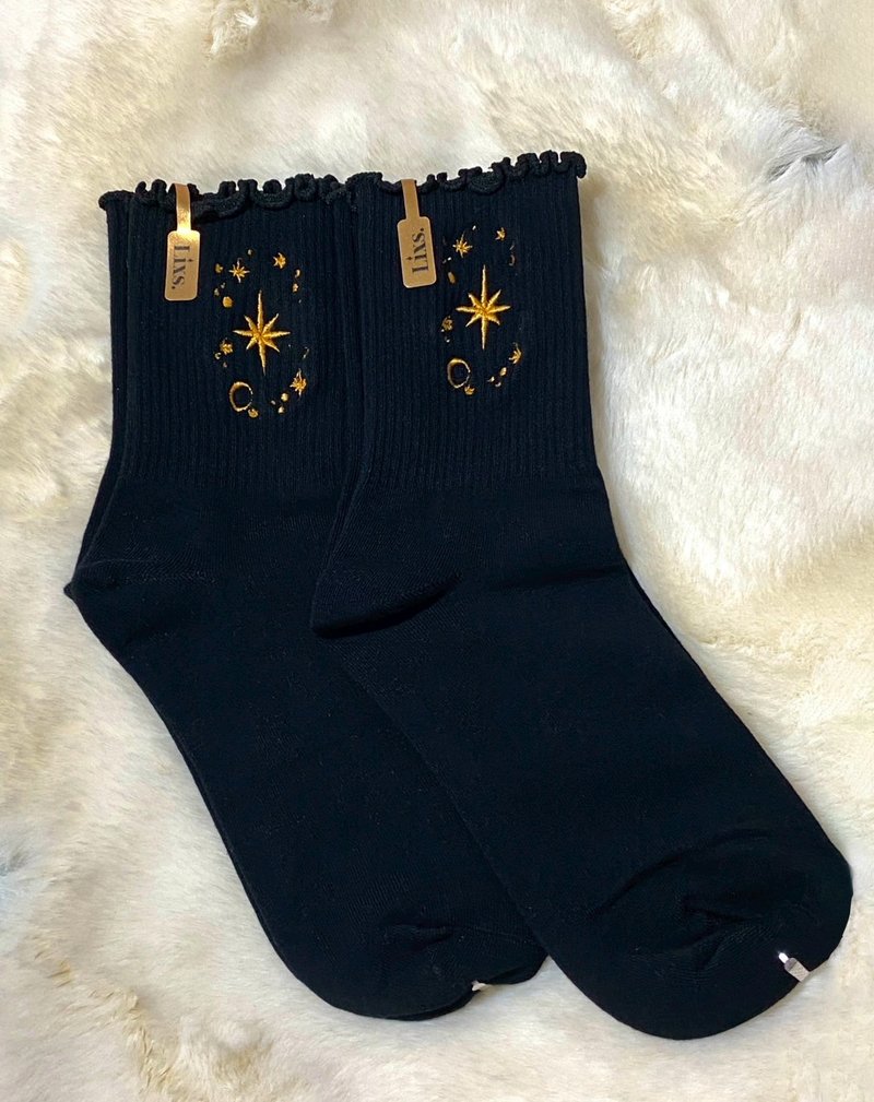Stardust Socks - 星尘袜 - 袜子 - 绣线 黑色