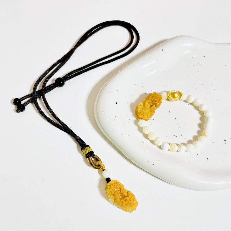 貔貅黄翡项链手链/情侣套组/开运招财/水晶疗愈/毕业礼物 - 项链 - 玉石 多色