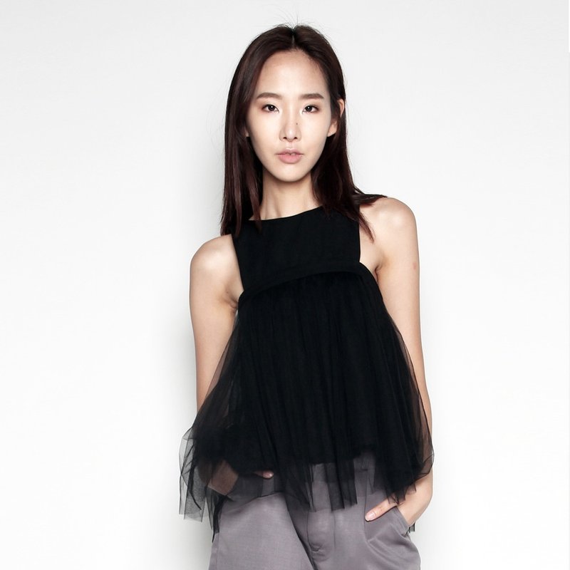 CADENCE TULLE TOP IN BLACK - 背带裤/连体裤 - 聚酯纤维 黑色
