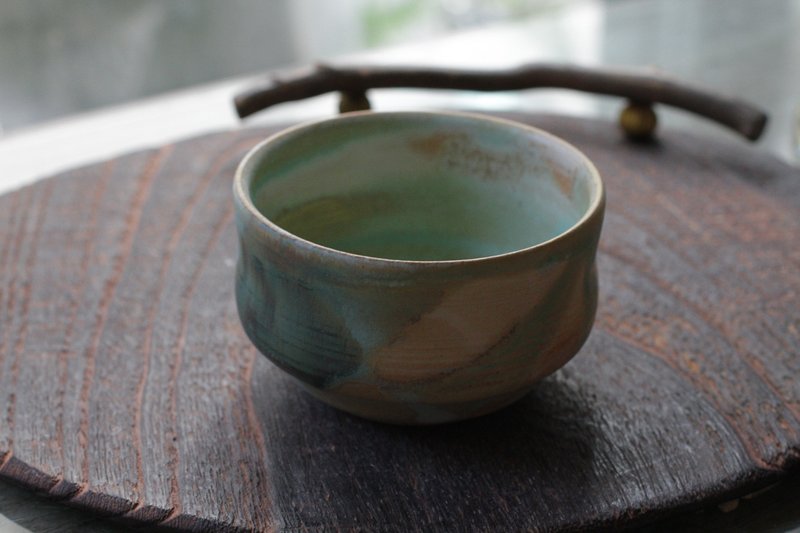 云彩在你我之间手拉坏平光陶杯/茶杯 - 茶具/茶杯 - 陶 绿色