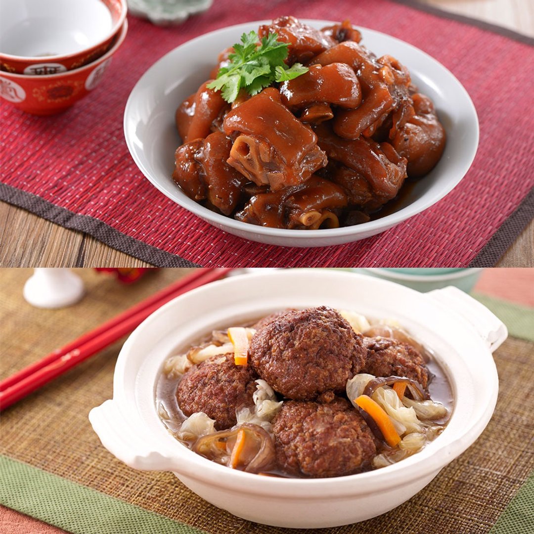 【谌妈妈眷村菜】(红烧狮子头2000g+冰酿东坡蹄花猪脚650g)/组 - 料理包 - 其他材质 