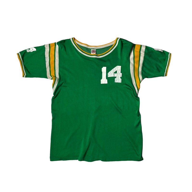 60s Vintage Mason Football T-shirt 古着绿白黄橄榄球上衣 - 男装上衣/T 恤 - 其他材质 绿色