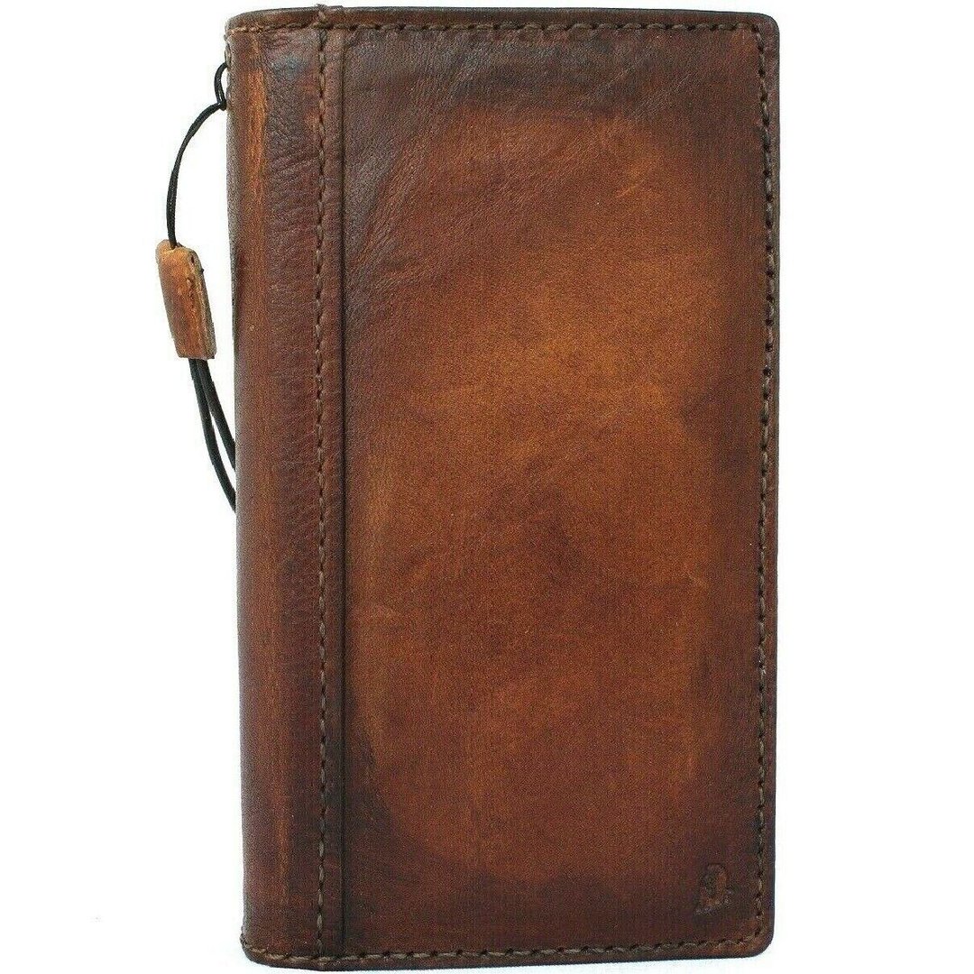 Genuine Leather case fo Iphone 14 13 12 11 Pro Max Wallet Diy Book Cards Xs XR - 护照夹/护照套 - 其他材质 咖啡色