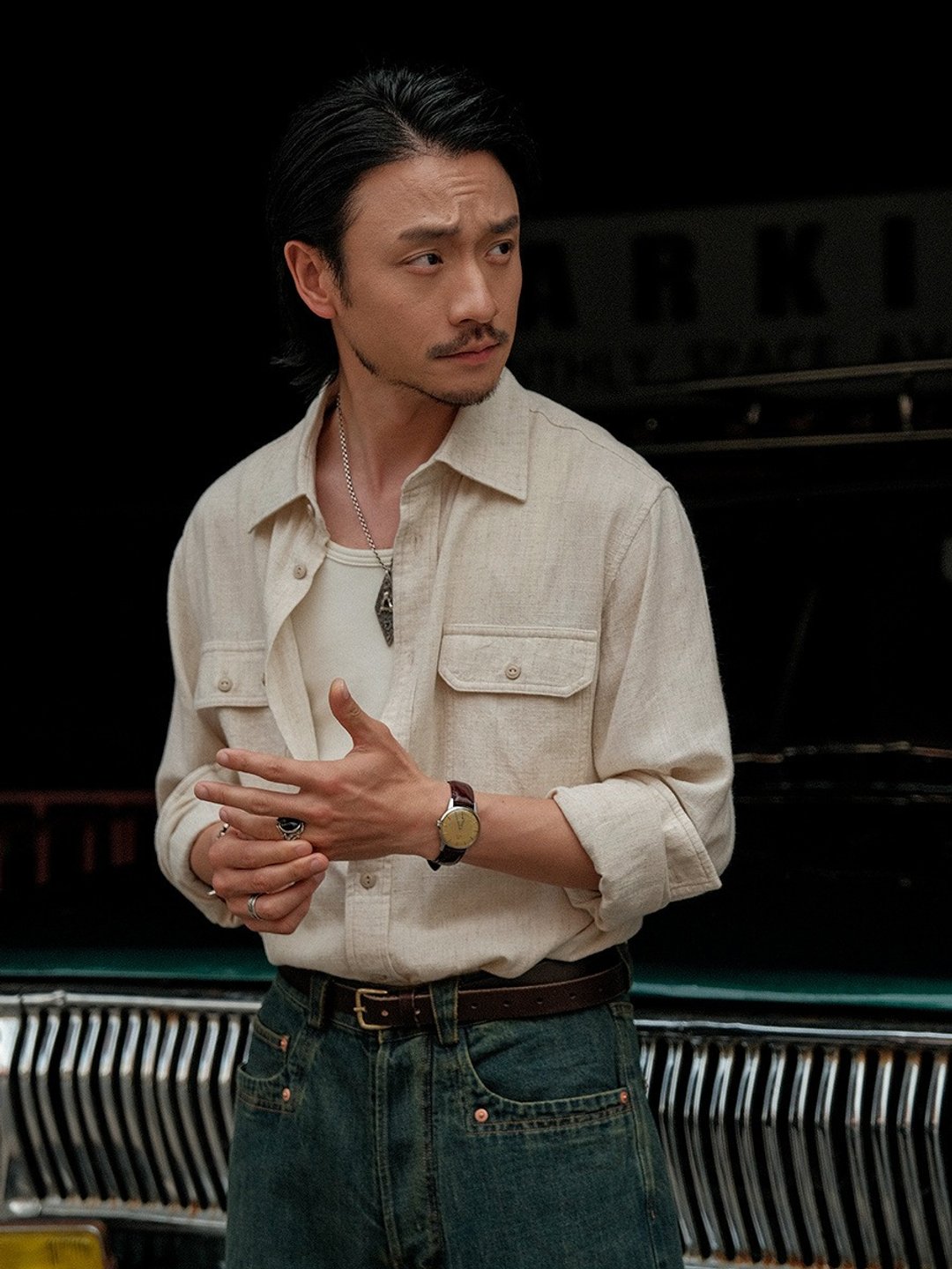 SOARIN美式复古口袋工装衬衫(2421C209) - 男装衬衫 - 棉．麻 白色