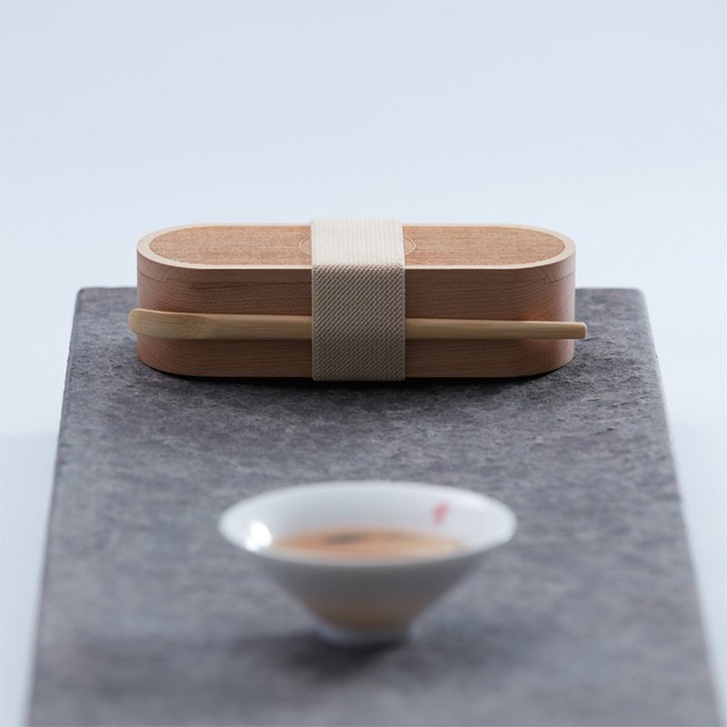 随和便携式茶叶盒木质茶仓分隔茶拨家用旅行迷你礼盒装 - 收纳用品 - 木头 