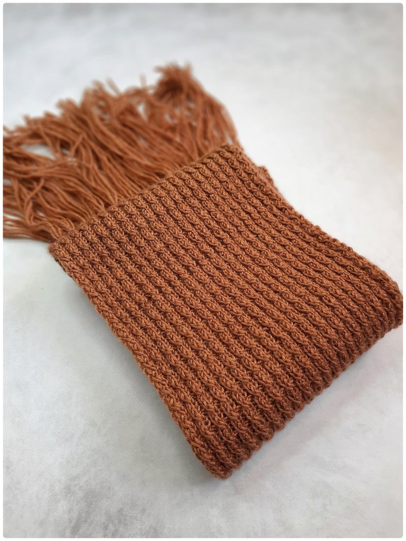 温暖舒适的冬季棕色羊绒围巾，中性款，带流苏，适合送给女性或男性的礼物 - 丝巾 - 羊毛 咖啡色