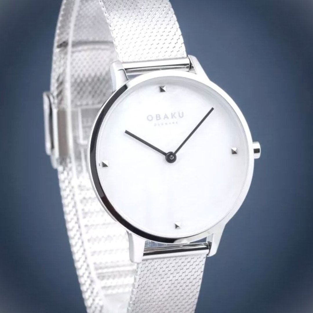 OBAKU 晶馔菱格纹浮雕时尚腕表 - 经典银白 (V295LXCWHC) - 女表 - 不锈钢 银色